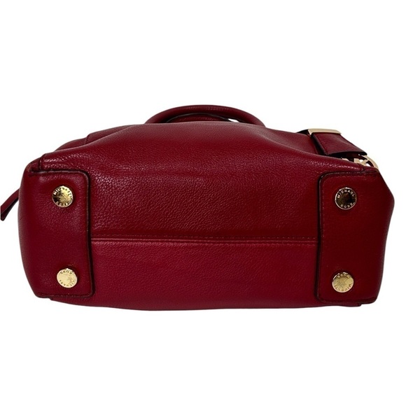 Michael Kors Riley Satchel Handbag Red Peebled Leather Gold Hardware EUC - Picture 7 of 11